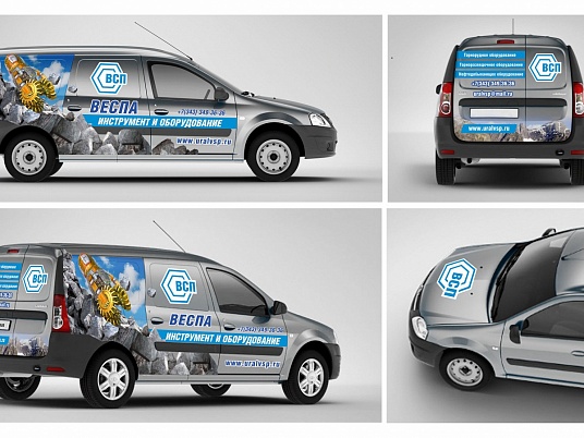 Брендирование автомобиля компании "Веспа"